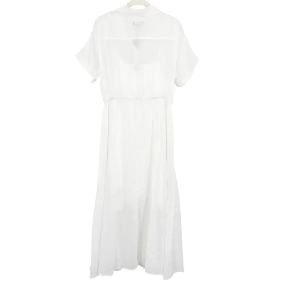 J.Crew Cerise Midi shirt-dress in ramie White Size 10 NWT Old Money Quiet Luxury - Picture 7 of 7